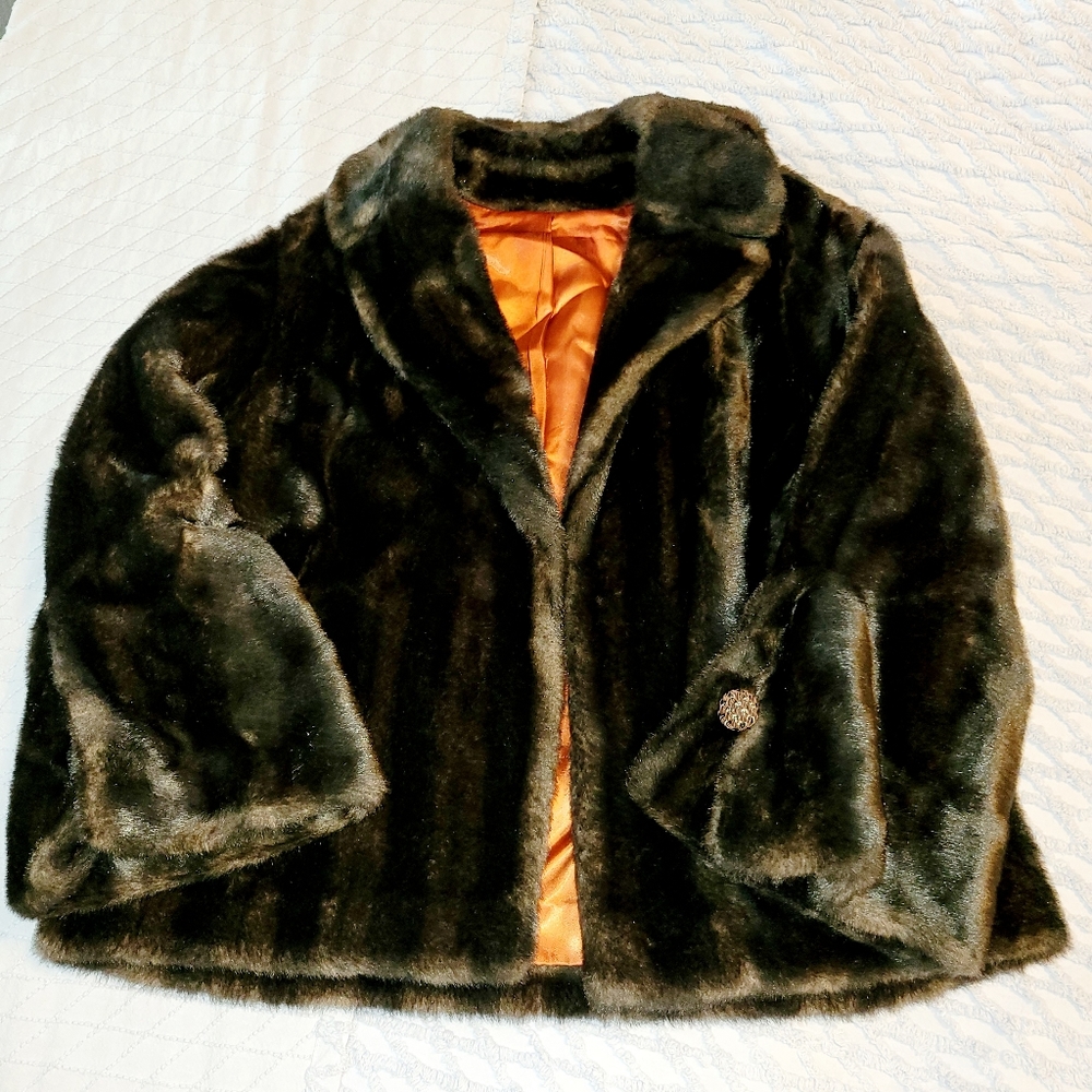 Vintage cropped faux fur jacket